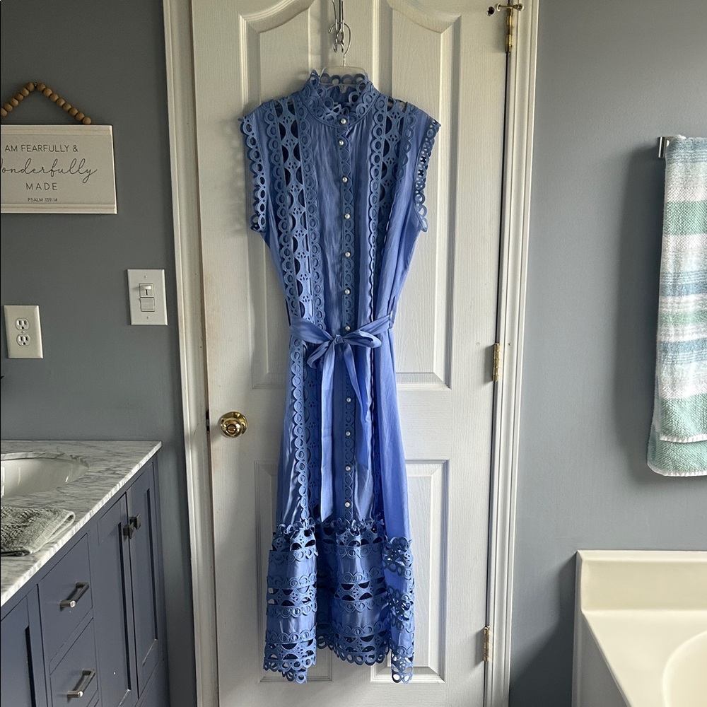 Elegant Blue Lace Dress